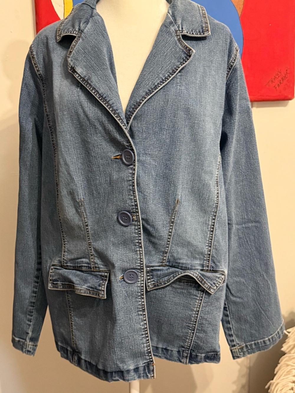 Avenue Denim Button-Front Women's Jacket - Blue